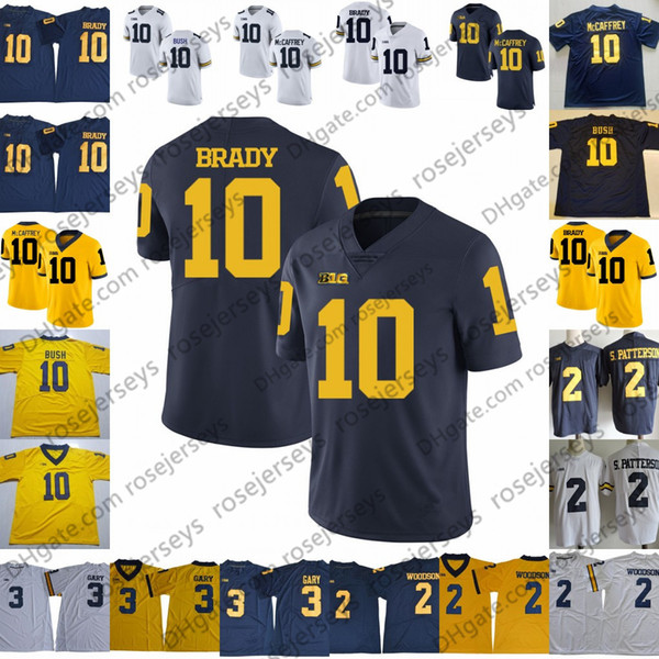 NCAA Michigan Wolverines #10 Tom Brady Jersey Hot Sale #2 Charles Woodson Navy Blue White Yellow Stitched 2019 College Football Jersey S-3XL
