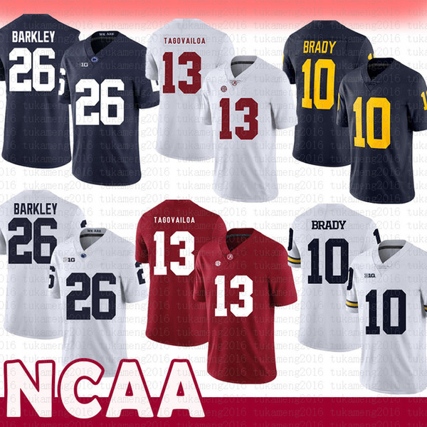 Alabama Crimson Tide 13 Tua Tagovailoa College NCAA Jersey Michigan Wolverines 10 Tom Brady Penn State Nittany Lions 26 Saquon Barkley