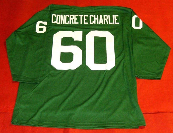 Cheap retro #60 CHUCK BEDNARIK CUSTOM 3/4 SLEEVE MITCHELL & NESS Jersey CONCRETE CHARLIE green Mens Stitching Size S-5XL Football Jerseys