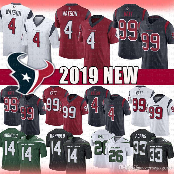 Texans Jersey men's 4 Deshaun Watson 99 J.J. Watt Houston 2019 new Vapor Limited Texans Jets Adams Sam Darnold Bell Mosley Jerseys