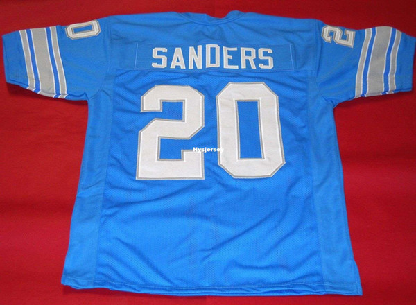 Cheap retro #20 BARRY SANDERS CUSTOM MITCHELL & NESS Jersey bule Mens Stitching High-end Size S-5XL Football Jerseys