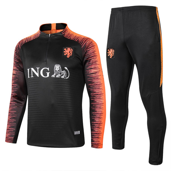 Top quality SNEIJDER Soccer Tracksuit 2018 2019 Netherlands tracksuit kit V.PERSIE Training Suit MEMPHIS ROBBEN Football Long pant Track