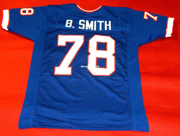 Cheap retro #78 BRUCE SMITH CUSTOM MITCHELL & NESS Jersey bule Mens Stitching High-end Size S-5XL Football Jerseys College NCAA