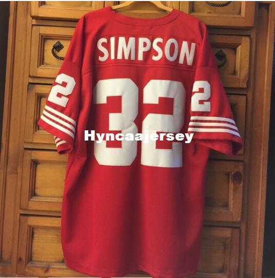 Cheap Retro Rare #32 OJ SIMPSON JERSEY Red White Mens Stitching retro Football jerseys Fat man Big And Tall 4XL 5XL 6XL For sale NCAA