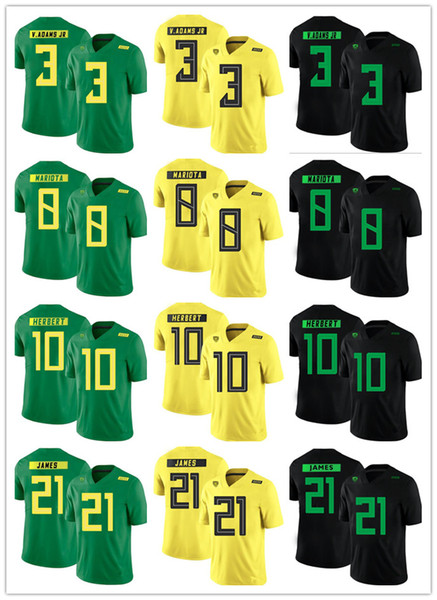 2019 Mens NCAA Oregon Ducks 8 Marcus Mariota 10 Justin Herbert College Football Jerseys 21 LaMichael James 3 Vernon Adams Jr Stitched jersey