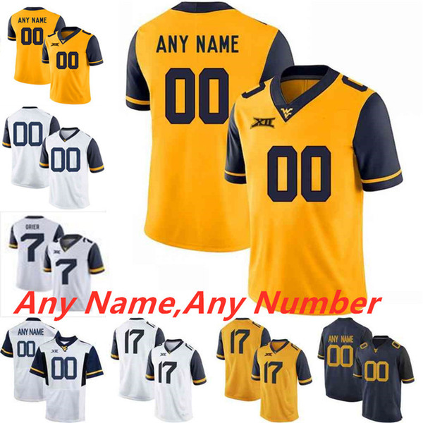 Custom NCAA WVU West Virginia Mountaineers 8 Karl Joseph Gary Jennings 13 David Sills V 25 J.Crawford 7 Will Grier College Football Jerseys