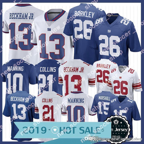 New York Men Gaints Jersey 26 Saquon Barkley 13 Beckham Jr 10 Eli Manning 15 Brandon Marshall 21 Collins 56 Taylor 87 Shepard