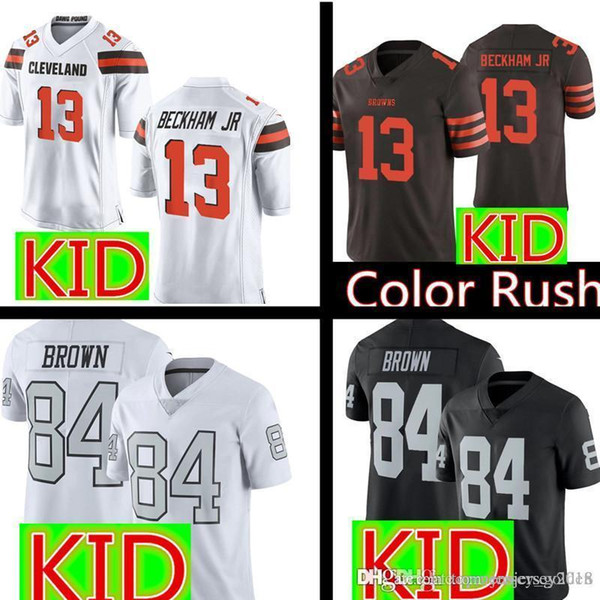 Youth 13 Odell Beckham Jr Cleveland Kids Browns Jersey Youth Kids Oakland 84 Antonio Brown Raiders Football Jerseys S-XL