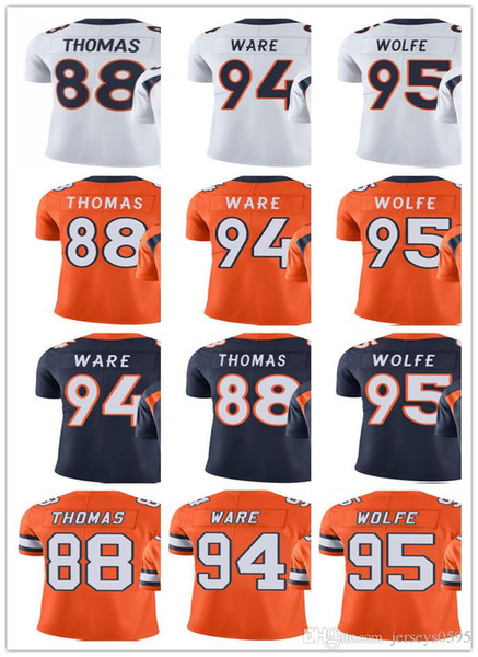 custom Denver Men Women Youth Broncos Jersey #95 Derek Wolfe 94 DeMarcus Ware 88 Demaryius Thomas Vapor Limited Jerseys