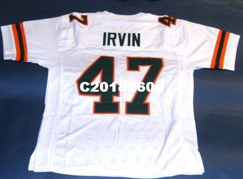 Men #47 MICHAEL IRVIN CUSTOM UNIVERSITY OF MIAMI HURRICANES JERSEY College Jersey size s-4XL or custom any name or number jersey