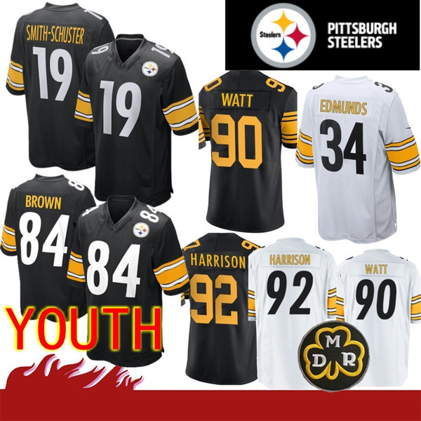 KID YOUTH Pittsburgh 84 Antonio Brown Steelers 78 Alejandro Villanueva 26 Le'Veon Bell 90 T.J. Watt Stitched High Quality Jerseys