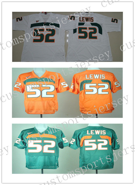 Cheap wholesale NEW Miami Hurricanes Ray Lewis #52 College Football Jersey Stitched high quality