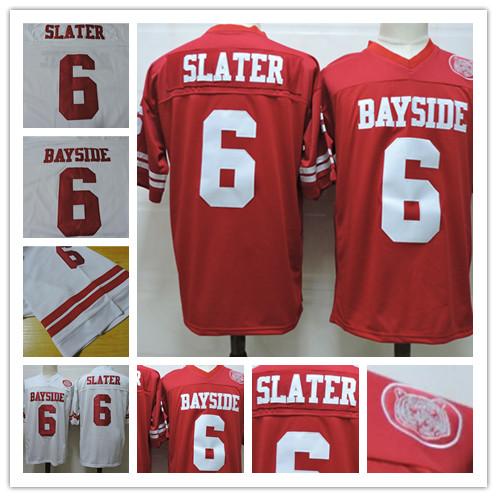 Moive Saved By The Bell Bayside #6 AC Slater Mario Lopez Red White Stitched The Film Football Jerseys Size S-3XL