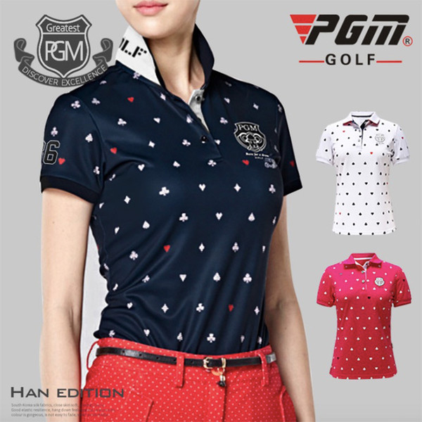 Golf Shirts Womens Polo Shhirt 2017 PGM Brand Breathable Short Sleeves Summer Golf Clothes Tennis sports T-shirt