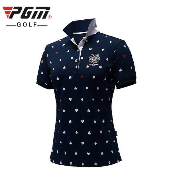 PGM Golf Polo T-shirt Women Top Elasticity Brand Breathable Quick Dry Turn-down Collar Women's Golf Sport Short T-shirt Clothes