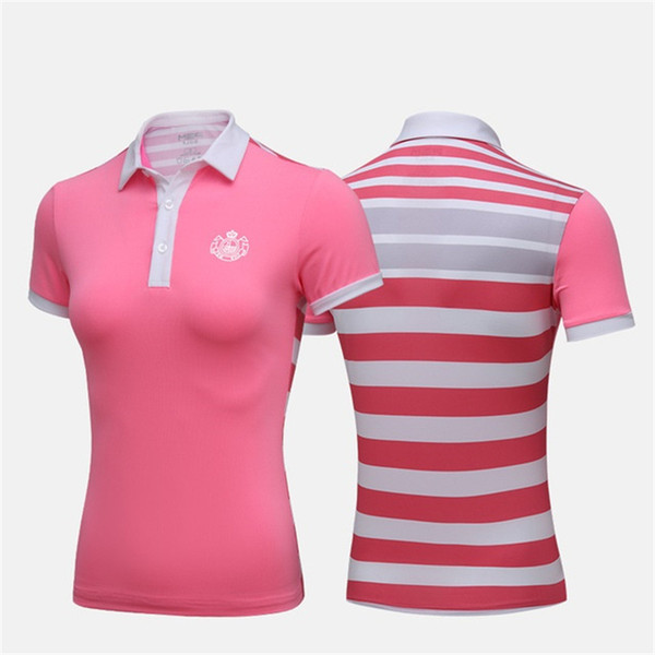 Pgm 2018 Women Top Polo TShirts Lady Short Sleeve Golf Tennis T-Shirt Women Dry Fit Turn Down Collar Tops S-XL AA60451