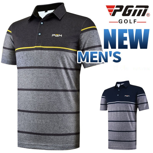 Pgm Men Golf T Shirts Striped Short Sleeve Jersey Golf Appreal Summer Breathable Sportswear Polo Shirt Clothing AA11836