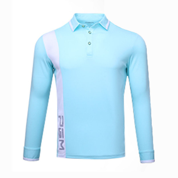 Men Long Sleeve Polo Shirt Breathable Moisture-wicking Wearable Turn-down Collar Golf Polo Shirt Golf Clothes Sport Pgm