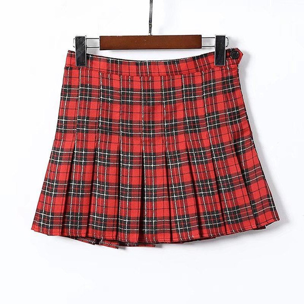 2018 new College style high waist British plaid pleated skirt women's golf sports lined skirt tennis