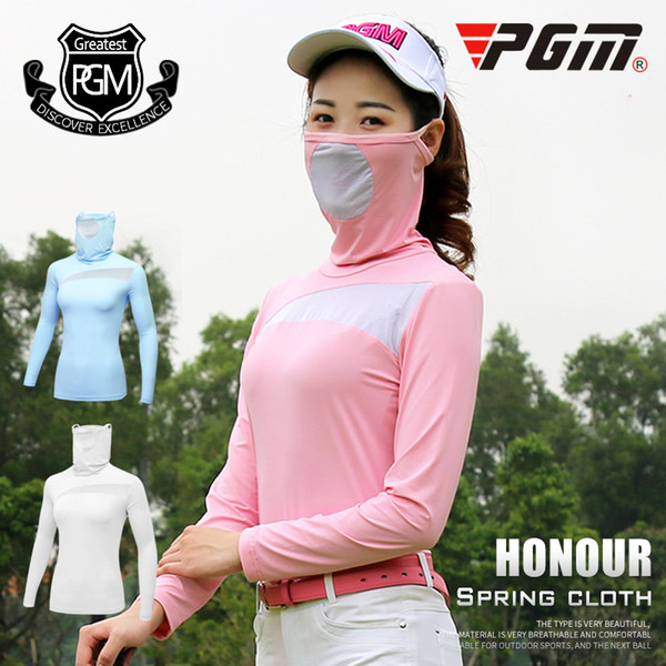 PGM Golf Full T-shirt For Women Nylon Summer Breathable Mask Womens Sport T-shirt Quick Dry Golf Clothing UV-protection Wear