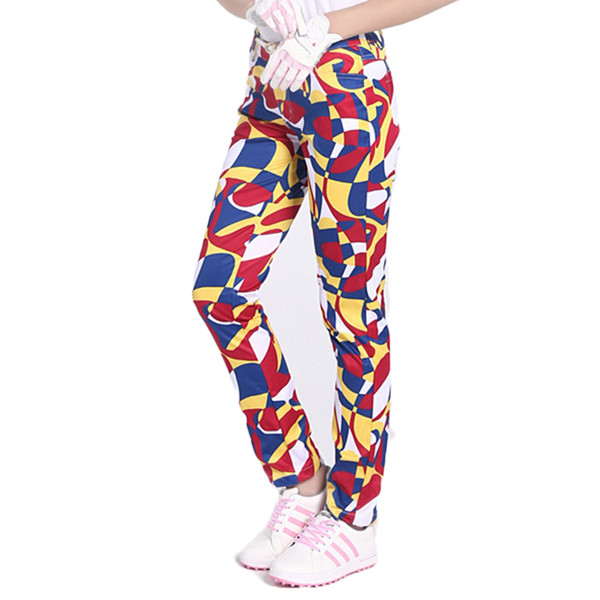 PGM Women Golf Pants High Elastic Printed Ladies Trousers for Golf Sports Breathable Quick-drying Female Golf/Tennis Sweatpants