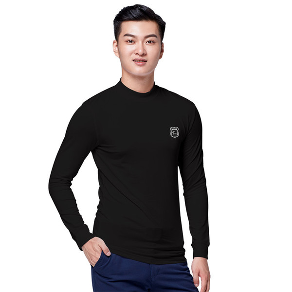 Men Golf Shirts Warm Fleece Bottom Underwear Shirt Man Long Sleeved Stand Collar Comfort Golf Apparel High Quality D0661