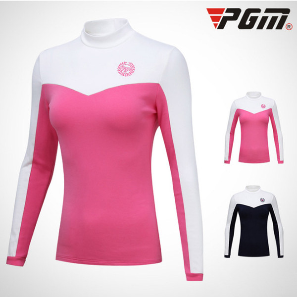 brand logo Golf t shirt Woman for Winter Autumn Women's Sport O-Neck Warm undershirts thin fleece elastic thick Bottoming shirt