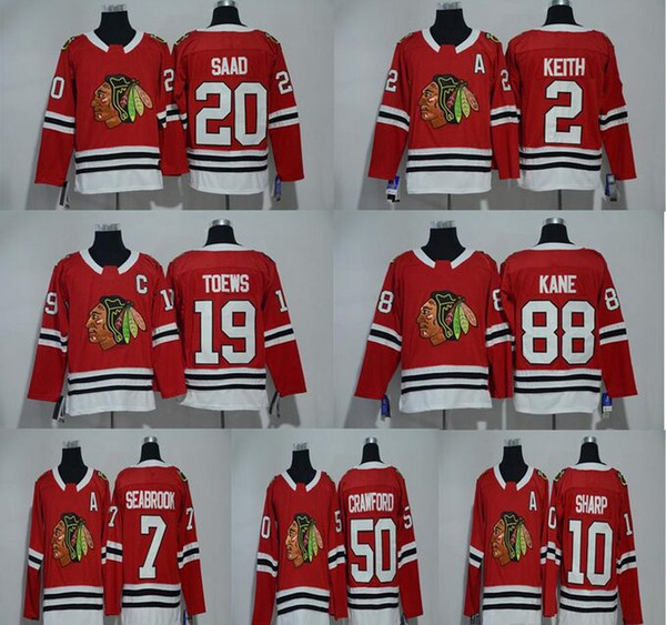 mens Blackhawks Jersey 19 Jonathan Toews 88 Patrick Kane Patrick Sharp 20 Brandon Saad Corey Crawford Marian Hoss Brent Seabrook Hockey