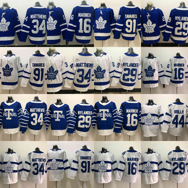 Men's 91 John Tavares A patch 44 Morgan Rielly Toronto Maple Leafs 34 Auston Matthews 16 Mitchell Marner 29 William Nylander Hockey Jersey