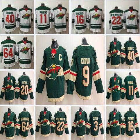 Mens Minnesota Wild Hockey 9 Mikko Koivu 64 Mikael Granlund 11 Zach Parise 16 Jason Zucker 20 Ryan Suter 12 Eric Staal Devan Dubnyk Jerseys