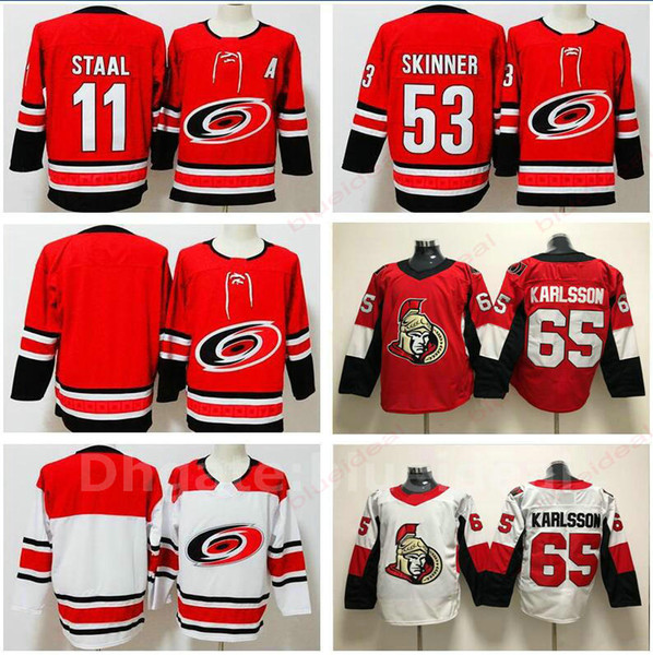 Men Carolina Hurricanes Hockey Home Red Blank 11 Staal Carolina #53 Jeff Skinner Stitched Jersey Ottawa Senators 65 Erik Karlsson Jerseys