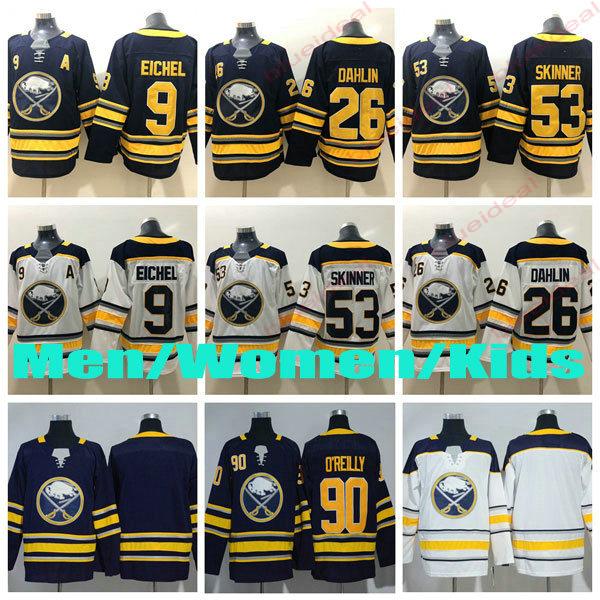 New Mens Women Kids Buffalo Sabres Hockey 15 Jack Eichel 9 Jack Eichel 26 Rasmus Dahlin 90 Ryan O'Reilly Jersey Accept Customize name number