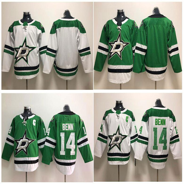 New Mens Dallas Stars Hockey 14 Jamie Benn White Green 30 Ben Bishop 90 Jason Spezza Jerseys Stitched Accept customize name number