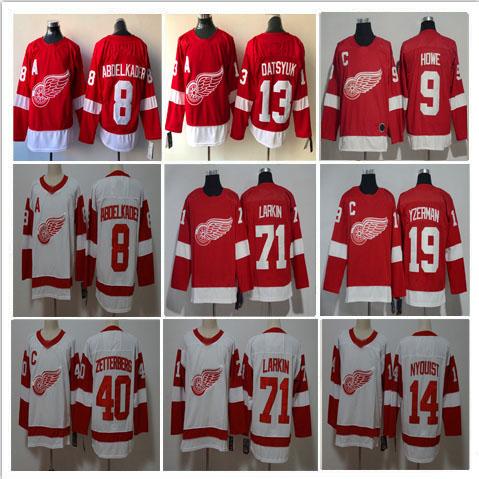 Mens Detroit Red Wings Hockey 8 Justin Abdelkader 9 Gordie Howe 13 Pavel Datsyuk 14 Gustav Nyquist 19 Steve Yzerman Jersey Accept Customize