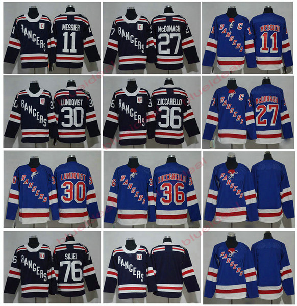 New Men Women Kids New York Rangers Hockey 36 Mats Zuccarello 27 Ryan McDonagh 11 Mark Messier 30 Henrik Lundqvist 76 Brady Skjei Jerseys