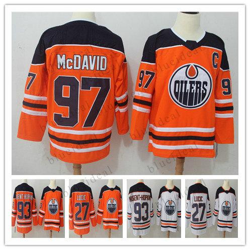 Mew 100% Stitched Hockey Jersys 97 Connor McDavid Jersey 27 Milan Lucic 29 Leon Draisaitl 93 Ryan Nugent-Hopkins Jersey Orange White