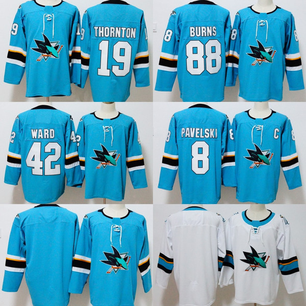 Stitched Hockey San Jose Sharks Jersey 42 Joel Ward 8 Joe Pavelski 19 Joe Thornton 88 Brent Burns Jerseys