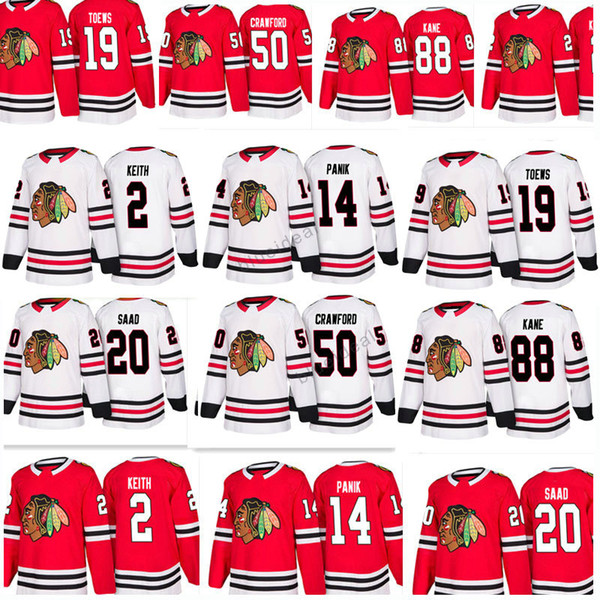 New Chicago Blackhawks Jersey Hockey 2 Duncan Keith 19 Jonathan Toews 20 Brandon Saad 14 Panik 50 Corey Crawford 88 Patrick Kane Stitched