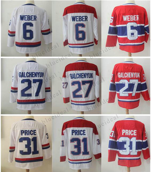 New Montreal Canadiens 31 Carey Price 6 Shea Weber 92 Jonathan Drouin 27 Alex Galchenyuk 67 Pacioretty 100% Stitched Jerseys White Red