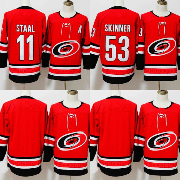 New Style Carolina Hurricanes Hockey Jersey Home Red Blank #11 Staal #53 Jeff Skinner Stitched Jersey