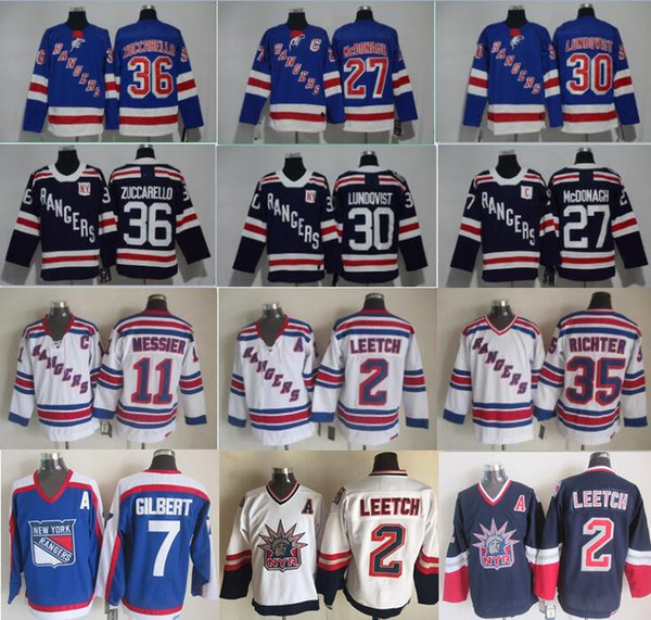 2019 New York Rangers Jerseys Hockey 30 Henrik Lundqvist 36 Mats Zuccarello 76 Brady Skjei 20 Chris Kreider Mika Zibanejad JT Miller uniform