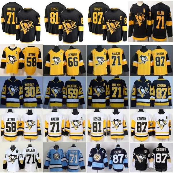 Pittsburgh Penguins Jersey 87 Sidney Crosby 71 Evgeni Malkin Phil Kessel Kris Letang Lemieux Matt Murray Guentzel 2019 Stadium Series Hockey