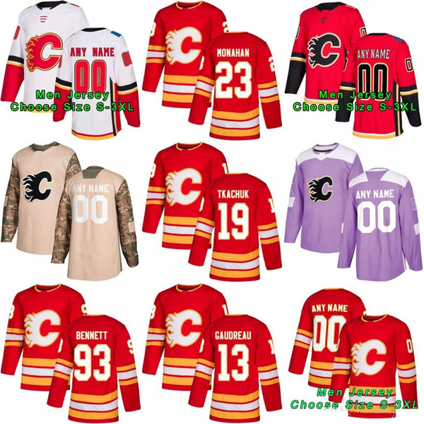 23 Sean Monahan Third Customized Calgary Flames Johnny Gaudreau James Neal Matthew Tkachuk personalized specially made custom Hockey Jerseys