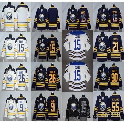 Buffalo Sabres 9 Jack Eichel Jersey Hockey 26 Rasmus Dahlin 53 Jeff Skinner 55 Rasmus Ristolainen Reinhart Okposo Blue White Men Women Kids