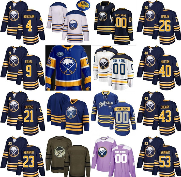 Customized Buffalo Sabres Hockey jersey specially made personalized ANY NAME NUMBERS 9 Jack Eichel 26 Rasmus Dahlin White Men Women Kids