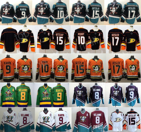 2019 Mighty Anaheim Ducks Hockey Jersey Ryan Getzlaf Corey Perry Kesler Teemu Selanne Paul Kariya Charlie Conway Gordon Bombay teal orange