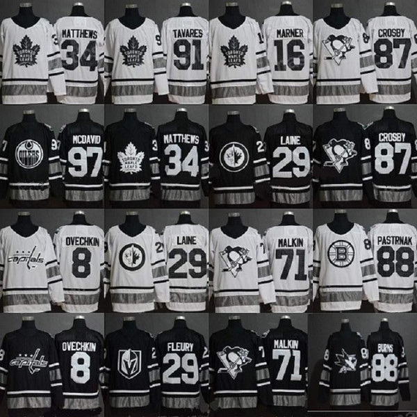 2019 All Star Hockey Jersey Fleury Connor McDavid David Pastrnak Joe Pavelski Brent Burns Henrik Lundqvist Sidney Crosby Patrick Kane custom