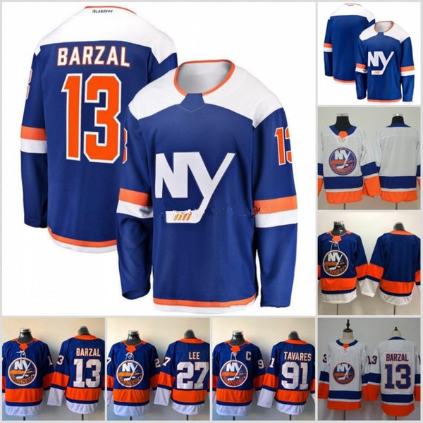 2019 New York Islanders Hockey Jerseys 2 Nick Leddy 17 Matt Martin 13 Mathew Barzal 41 Jaroslav Halak Johnny Boychuk Blue white black