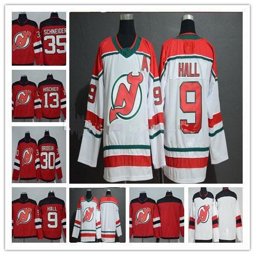 2019 Season New Jersey Devils Jersey NJ Heritage 9 Taylor Hall 13 Nico Hischier 30 Martin Brodeur 35 Cory Schneider Red Hockey Jerseys