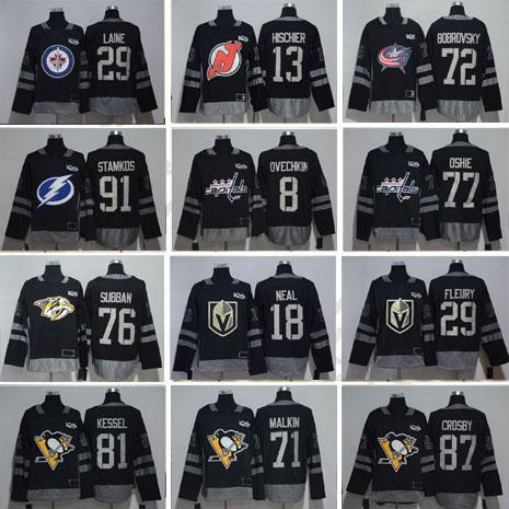 Stitched 100th Hockey Steven Stamkos Marc-Andre Fleury Patrik Laine PK Subban Phil Kessel T.J. Oshie Sergei Bobrovsky Nico Hischier Jerseys